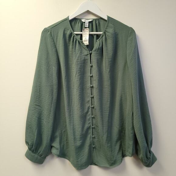 Nine West Shirt Top Size Large Blouse Green Kohls Womens​ - Picture 1 of 6